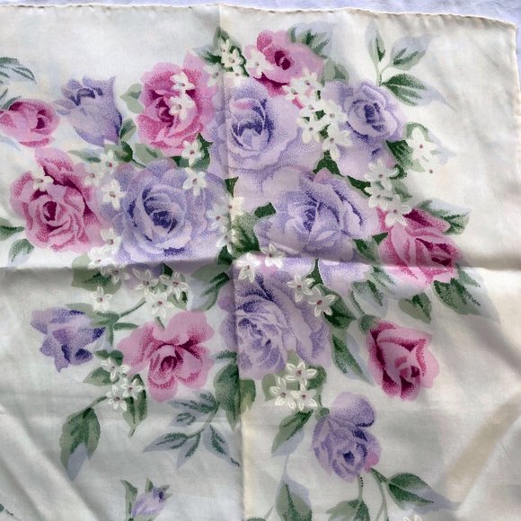 Muted Floral on Off White 100% Silk Scarf - Picture 1 of 5